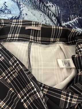 Maurices Black Plaid Leggings with Cream Accents